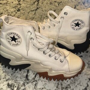 Converse All Star White High-Tops with Black and Brown Sole